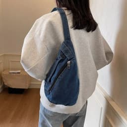 Retro Denim Canvas Crossbody Bag Simple Casual Style Men Women Diagonal Bag Large Capacity Trendy Backpack for Leisure