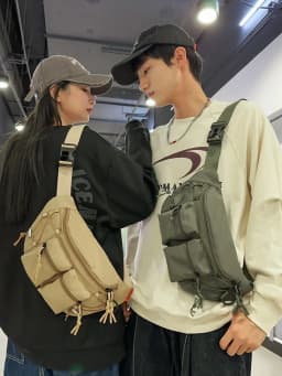 Hiroshima Workwear Style Crossbody Bag Casual Commuter Men's Large Capacity Single Shoulder Bag Leisure Waist Bag Women