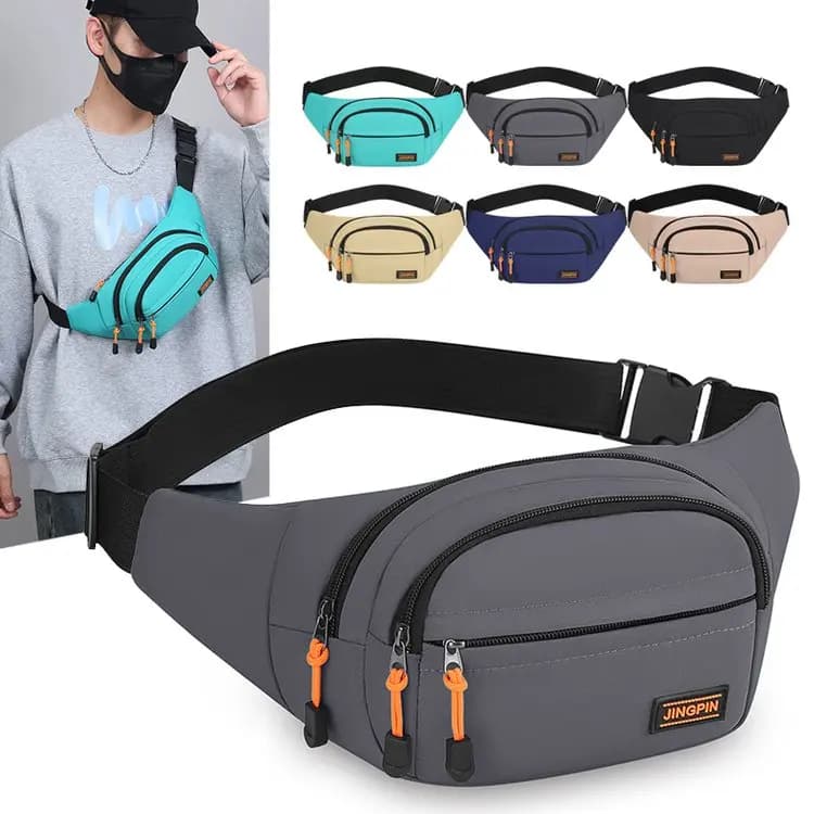 Waterproof Crossbody Bag for Mobile Phone Money Collection Outdoor Work Leisure Nylon Fabric Soft Bag Zipper Closure Unisex