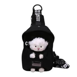 Cute Cartoon Lamb Plush Crossbody Bag Women's Soft Canvas Chest Bag Korean Style Casual Shoulder Bag Animal Pattern