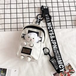 Cute Cartoon Lamb Plush Crossbody Bag Women's Soft Canvas Chest Bag Korean Style Casual Shoulder Bag Animal Pattern