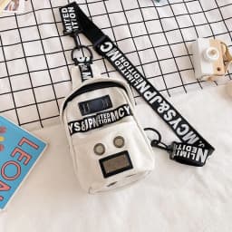 Cute Cartoon Lamb Plush Crossbody Bag Women's Soft Canvas Chest Bag Korean Style Casual Shoulder Bag Animal Pattern