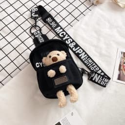 Cute Cartoon Lamb Plush Crossbody Bag Women's Soft Canvas Chest Bag Korean Style Casual Shoulder Bag Animal Pattern