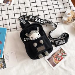 Cute Cartoon Lamb Plush Crossbody Bag Women's Soft Canvas Chest Bag Korean Style Casual Shoulder Bag Animal Pattern
