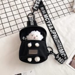Cute Cartoon Lamb Plush Crossbody Bag Women's Soft Canvas Chest Bag Korean Style Casual Shoulder Bag Animal Pattern