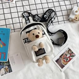 Cute Cartoon Lamb Plush Crossbody Bag Women's Soft Canvas Chest Bag Korean Style Casual Shoulder Bag Animal Pattern