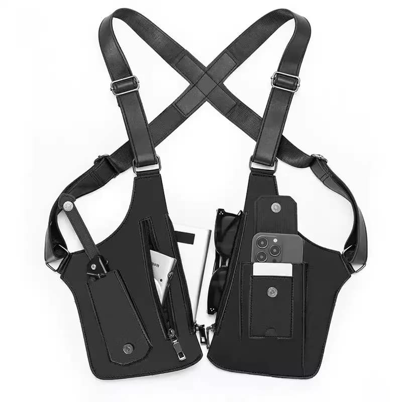 Men's Multi-Functional Vest Bag Double Shoulder Invisible Outdoor Tactical Backpack Anti-Theft Underarm New Model Chest Bag
