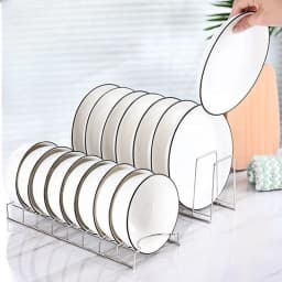 Stainless Steel Dish Draining Rack Multipurpose Silver Plates Storage Rack Space Saving Bowls Plates Drainer Holder Kitchen