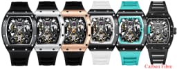 New Style Automatic Watch Tonneau Dial Silicone Strap Waterproof Sport Mechanical Wristwatch Stainless Steel 2026