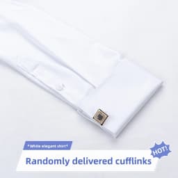 Empire Collar French Cufflinks Embroidered Men's Long-Sleeve Shirt with Big Collar Pins Man Dress Shirt for Business Formal Wear