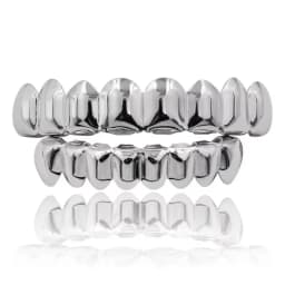Gold Silver Plated Hiphop Teeth Grillz Top Bottom Set with Vampire Tooth Design for Party Streetwear Cool Dental Accessory