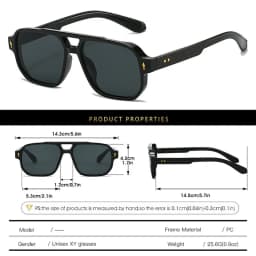 15 Colors Square Sunglasses for Men Women Double Bridge UV400 Protection Black Yellow Brown Leopard Outdoor Sun Glasses Unisex