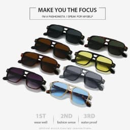 15 Colors Square Sunglasses for Men Women Double Bridge UV400 Protection Black Yellow Brown Leopard Outdoor Sun Glasses Unisex