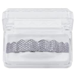 TOPGRILLZ Fit Gold Silver Color Iced Out Hip Hop Teeth Grillz Micro Pave Cubic Zircon Top & Bottom Teeth Grills Set
