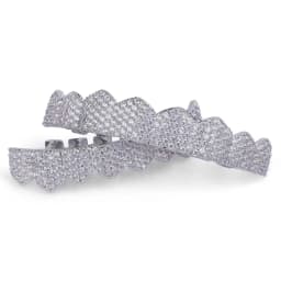 TOPGRILLZ Fit Gold Silver Color Iced Out Hip Hop Teeth Grillz Micro Pave Cubic Zircon Top & Bottom Teeth Grills Set
