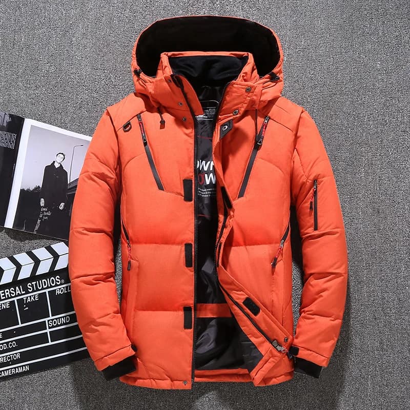 Men Down High Quality Thick Warm Winter Jacket Hooded Thicken Duck Down Parka Coat Casual Slim Overcoat With Many Pockets Mens