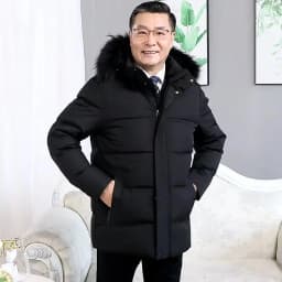 -30 Degree White Goose Down Jacket Parkas Men Windproof Fur Hooded Down Coats Fur Collar Hooded Thick Winter Jacket Padding