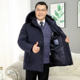 -30 Degree White Goose Down Jacket Parkas Men Windproof Fur Hooded Down Coats Fur Collar Hooded Thick Winter Jacket Padding