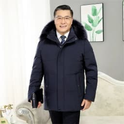 -30 Degree White Goose Down Jacket Parkas Men Windproof Fur Hooded Down Coats Fur Collar Hooded Thick Winter Jacket Padding