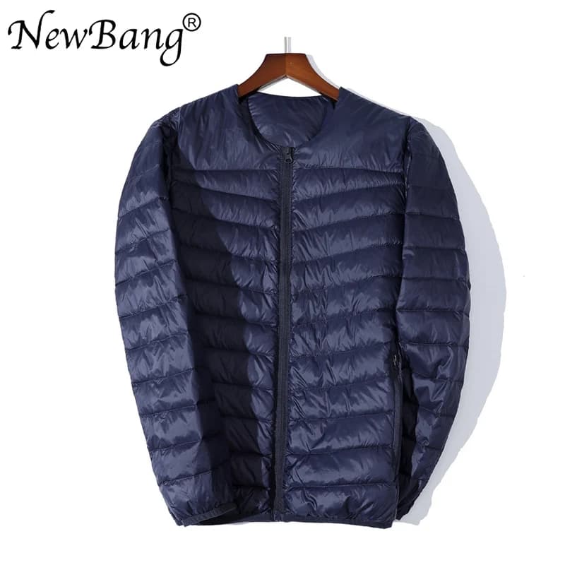 NewBang Ultra Light Down Jacket Men Zipper Single Breasted Portable O-Neck Spring Autumn Winter Without Collar Warm Liner