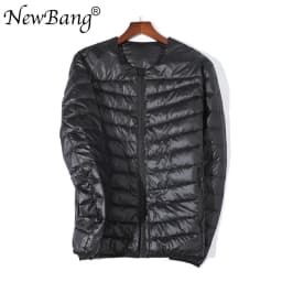 NewBang Ultra Light Down Jacket Men Zipper Single Breasted Portable O-Neck Spring Autumn Winter Without Collar Warm Liner