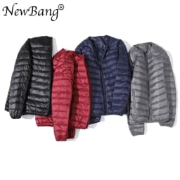 NewBang Ultra Light Down Jacket Men Zipper Single Breasted Portable O-Neck Spring Autumn Winter Without Collar Warm Liner