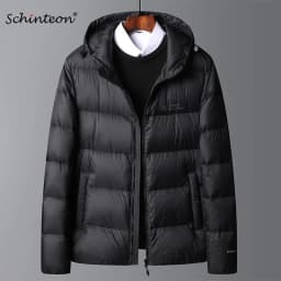 Schinteon High Quality Men's 90% White Duck Down Jacket Autumn Winter Casual Outwear with Hood Coat Plus Size Male Clothing