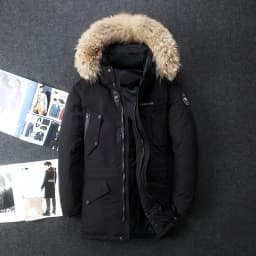 Men's Winter Jacket Fur Hood Thick White Duck Down Coats Men Mid-Length Outdoor Puffer Jackets Jaqueta Masculina Inverno JK-045