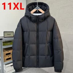 Plus Size White Duck Down-Filled Winter Coat for Men Baomuan New Style Loose Hooded Fashion Versatile Jacket 170kg 11XL
