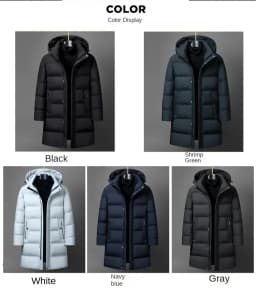 Canada Fashion Winter Jacket for Men Down Coat Parka Men's White Goose Down Jacket Collar Hooded Warm Thick Long Padding M-4XL