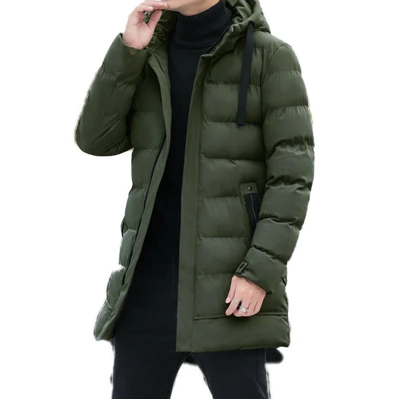 Male Winter Warm Long Outwear Hooded Thicken Mid-length Hooded For Men Warm Coat New Winter Puffer Jacket Fashion Parka Overcoat