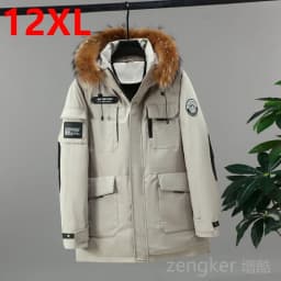 Big size winter jackets for men women workwear hooded medium-length winter thick down jacket 12XL puffer jacket men 11XL 10XL