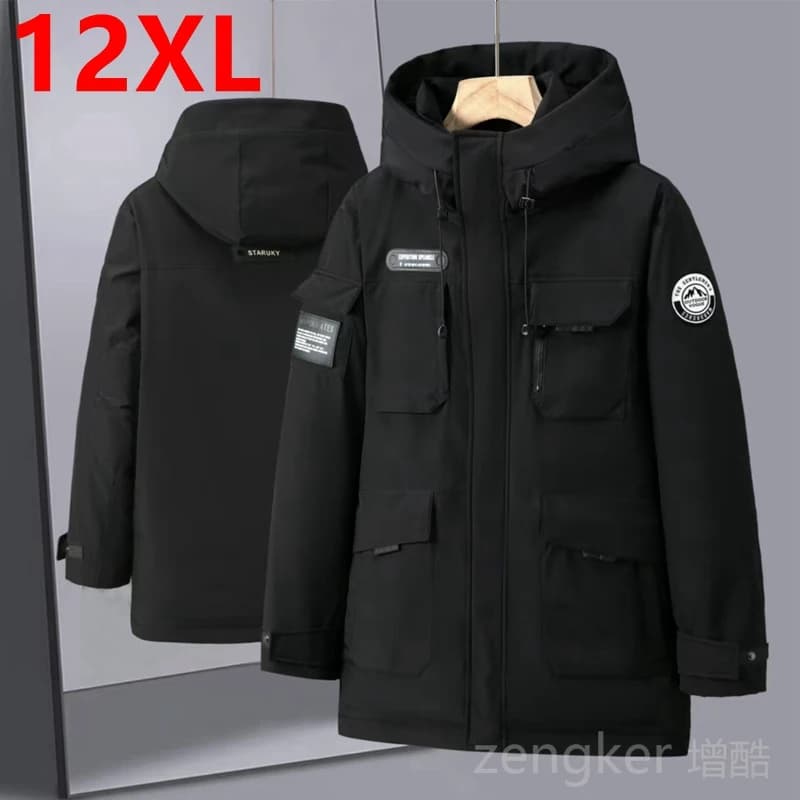Big size winter jackets for men women workwear hooded medium-length winter thick down jacket 12XL puffer jacket men 11XL 10XL