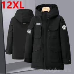 Big size winter jackets for men women workwear hooded medium-length winter thick down jacket 12XL puffer jacket men 11XL 10XL