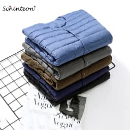 Schinteon Men White Duck Down Jacket UltraLight Thin Coat V-Neck Casual Short Outwear Autumn Winter Liner Clothing 2026 New