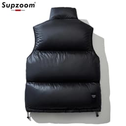 Supzoom 2023 Top Fashion New Arrival Letters Leather Stand Collar Autumn And Winter For Men And Women Warm Thickened Down Vest
