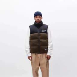 NBHD Classic down Vest Middly Thick Patchwork Color down Vest Youthful Vitality Style Nylon Fabric Drawstring Hem Zipper Closure