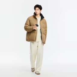Metersbonwe Men's Winter Puffer Jacket Short Thickened down Coat Stand Collar Outdoor Elastic Cuffs Duck down Filling Trendy