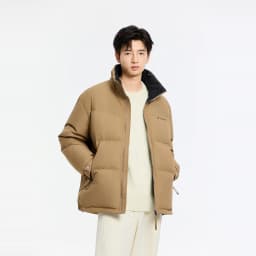 Metersbonwe Men's Winter Puffer Jacket Short Thickened down Coat Stand Collar Outdoor Elastic Cuffs Duck down Filling Trendy
