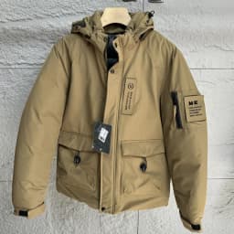 Men's Outdoor Winter Jacket Thickened Cotton Padded Coat Windproof Warm Hooded Workwear Long Zipper Closure  Color