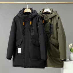 Thickened Fleece Lined down Jacket Men's Large Size Autumn Winter Coat Fashion Urban Style Hooded Mid-Length Parka Coat