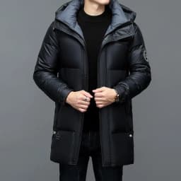 -30° New Fashion Men 90% White Hooded Duck Down Jackets Men's Thick Warm Waterproof Parka Overcoat Down Coat