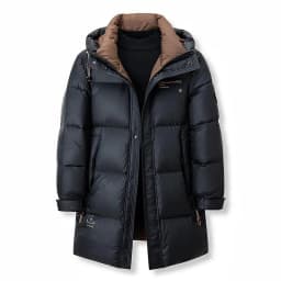 -30° New Fashion Men 90% White Hooded Duck Down Jackets Men's Thick Warm Waterproof Parka Overcoat Down Coat