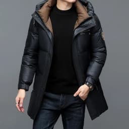 -30° New Fashion Men 90% White Hooded Duck Down Jackets Men's Thick Warm Waterproof Parka Overcoat Down Coat