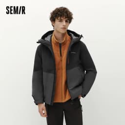 Semir Men Down Jacket 90 Percent Down Fill Rain Resistant Breathable Abrasion Resistant Outdoor Color Block Hooded 2026 New