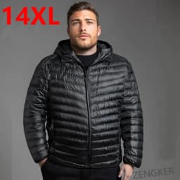 14XL oversize Lightweight down jacket hooded men's down jacket large size coat man plus size winter jacket men 12XL 11XL 10XL