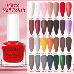 LILYCUTE 7ml 28 Colors Matte Nail Polish Pink Coffee Brown Air Dry No Need Cure Nail Art DIY At Home Manicure Design