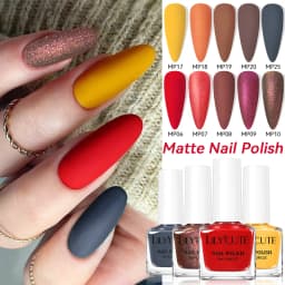 LILYCUTE 7ml 28 Colors Matte Nail Polish Pink Coffee Brown Air Dry No Need Cure Nail Art DIY At Home Manicure Design