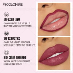 Matte Lip Liner Pencil, Waterproof Sweatproof Long-Lasting, Smooth Pigmented, Twist-Up, for Lip Shaping, Beginner-Friendly