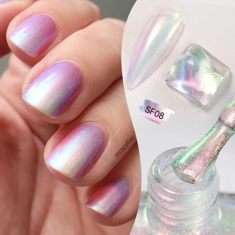 LILYCUTE 7ml Glitter Nail Polish Colorful Bright Shining Pearl Effect Shell Nail Art Varnish No Need Lamp